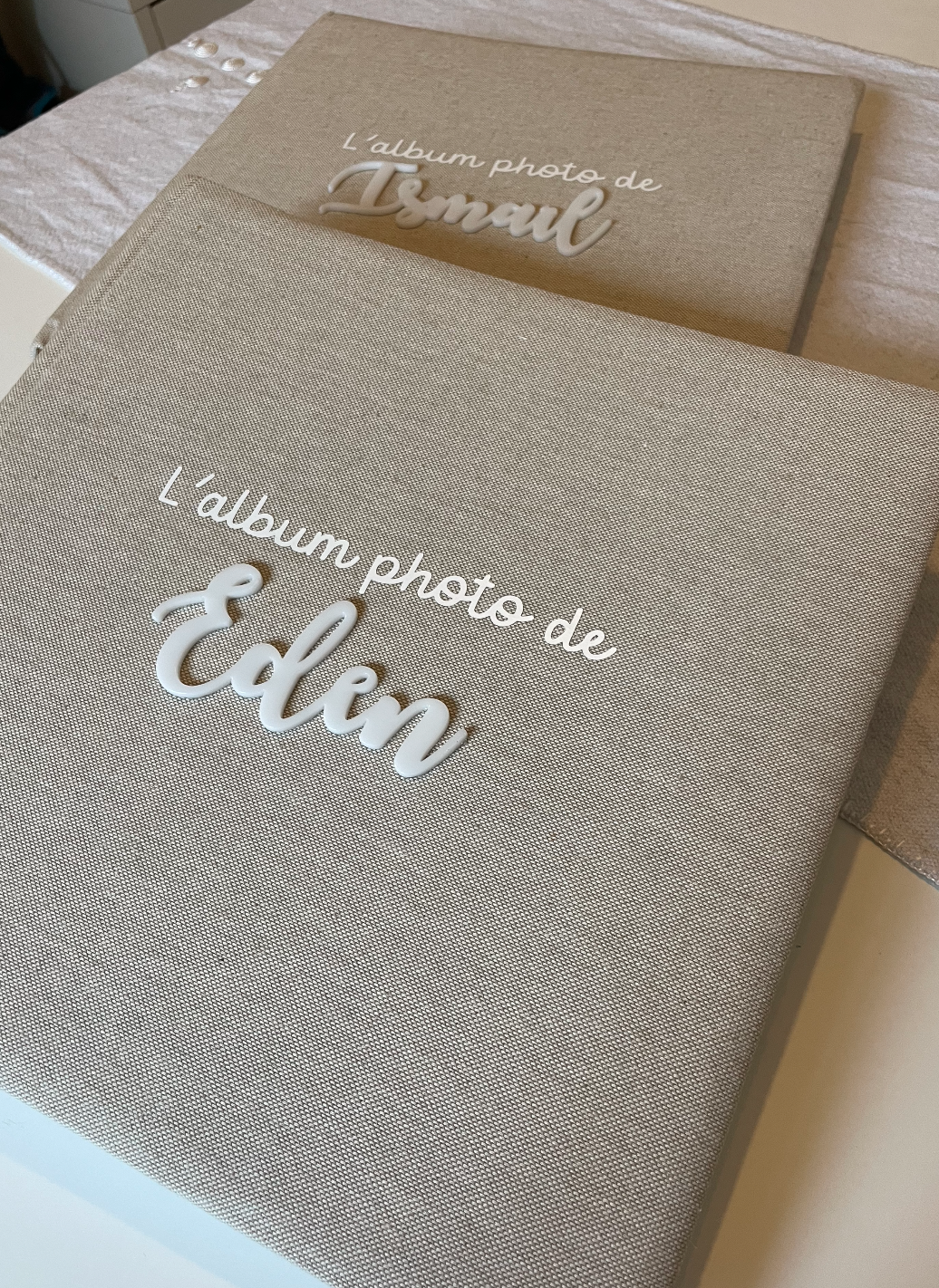 Album photo "Kids" beige en lin