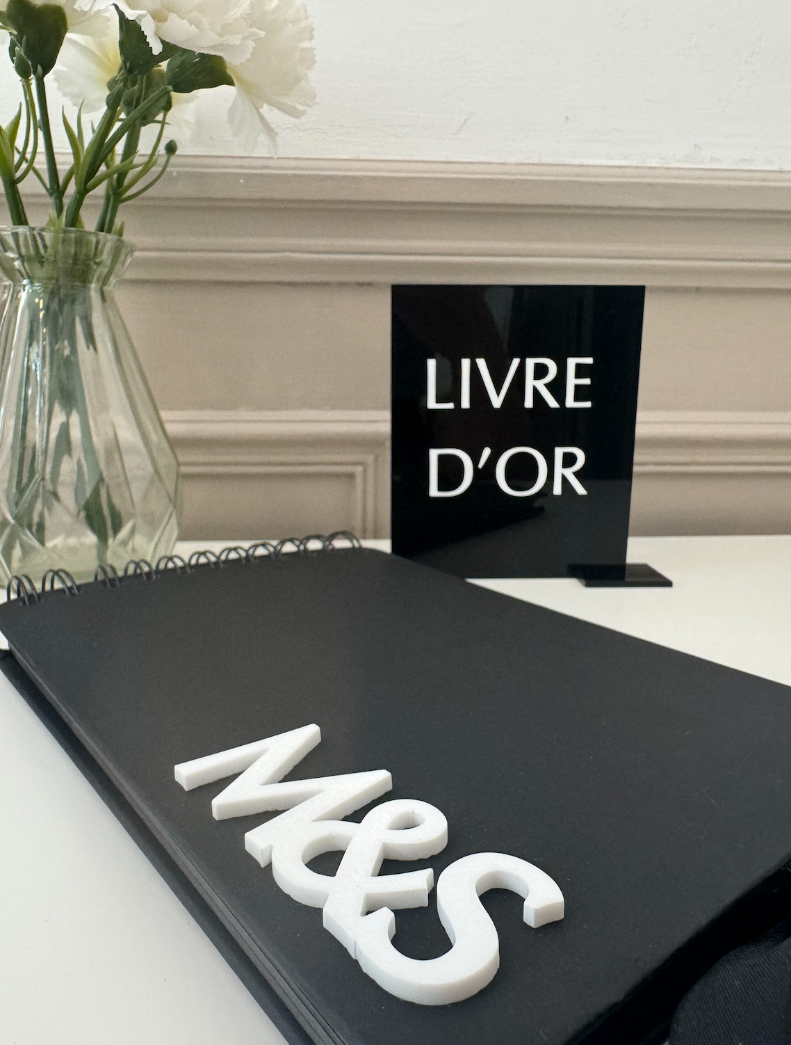 Livre d'or "You & Me" noir - Initiales 3D